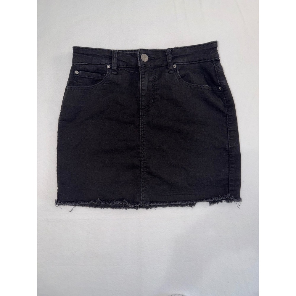 Garage Mini Skirt Women Small Black Denim Raw Hem Y2K Festival Boho Classic
